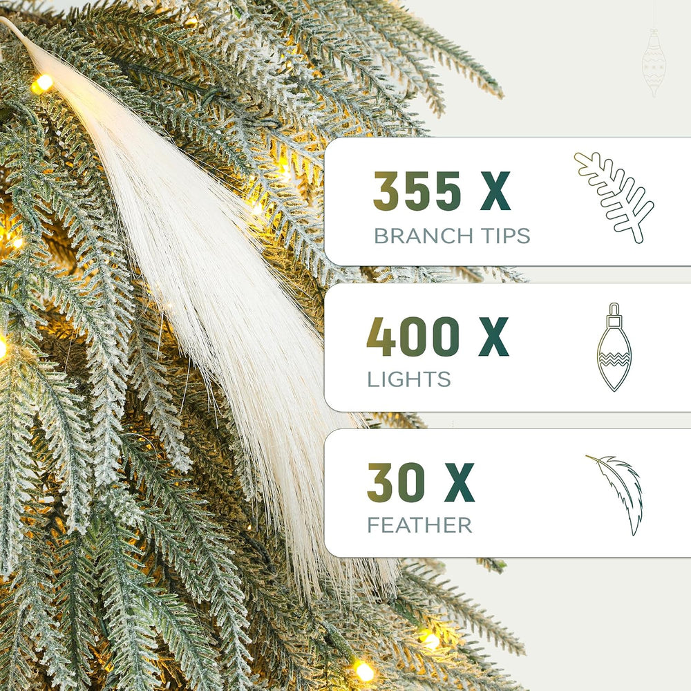 YITAHOME Pre-Lit Flocked Pampas Christmas Tree 6ft
