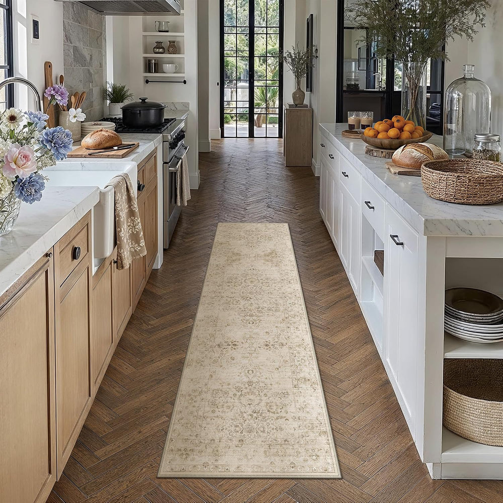 Hugear 2x5 Beige Neutral Runner Rug