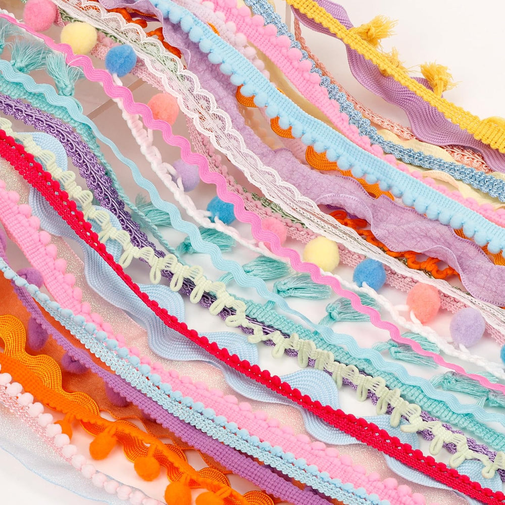 52 Pcs Ribbons for Crafts Set,Pastel Trim Bundle for DIY Sewing Wrapping