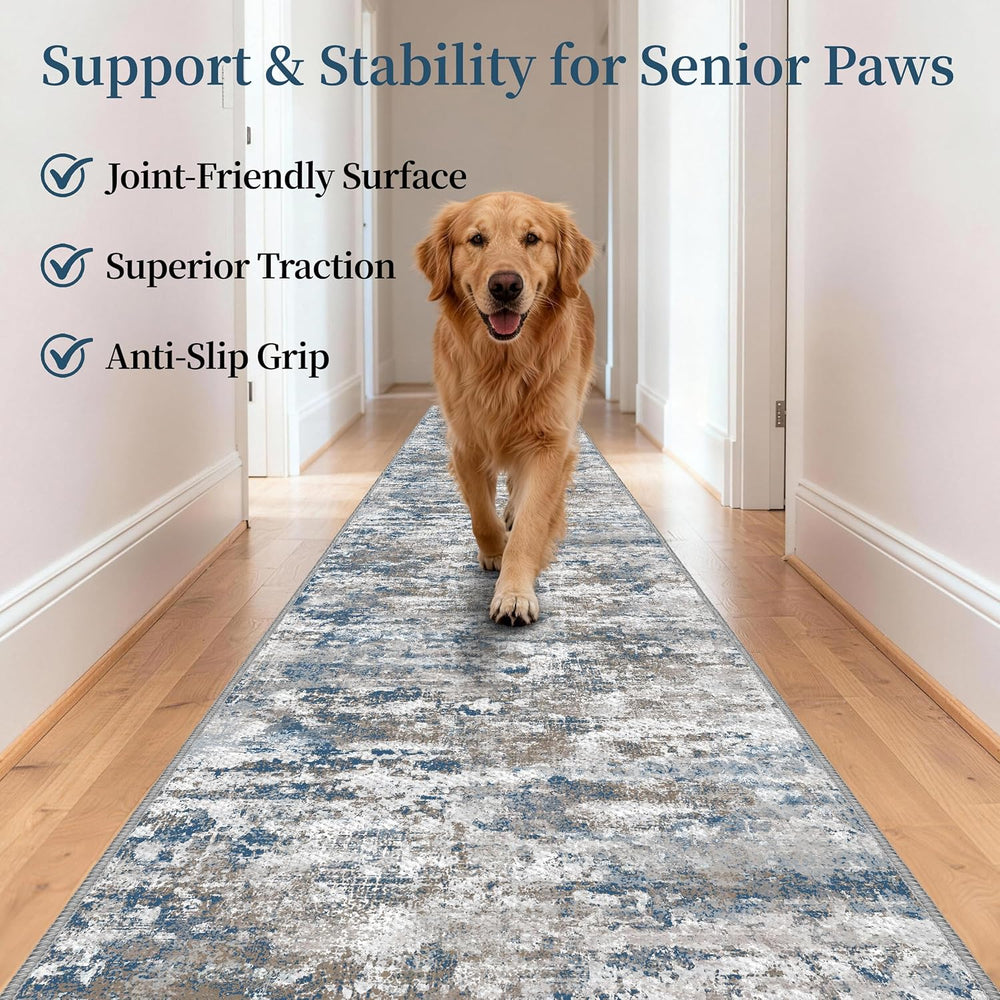 Hallway Runner Rug 2x10 Textured Non Slip Carpet Runner, Abstract Multi