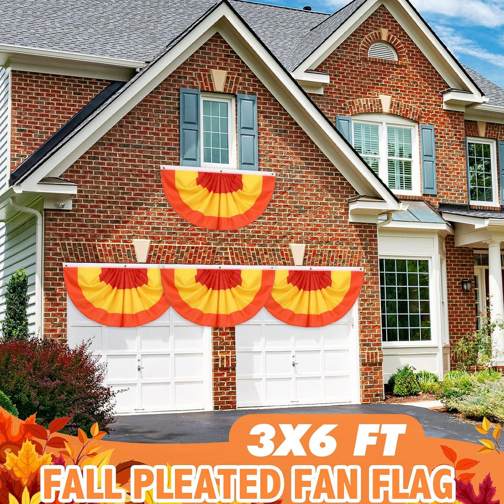 4 Pcs 3 x 6 ft Orange Fall Thanksgiving Flag Buntings for Outside