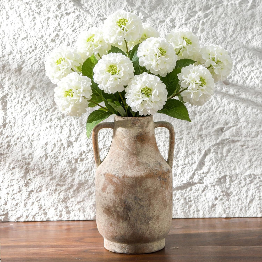 Mitt&Ditt Ceramic Flower Vase with Handles, 11 inch Tall Vase for Centerp...