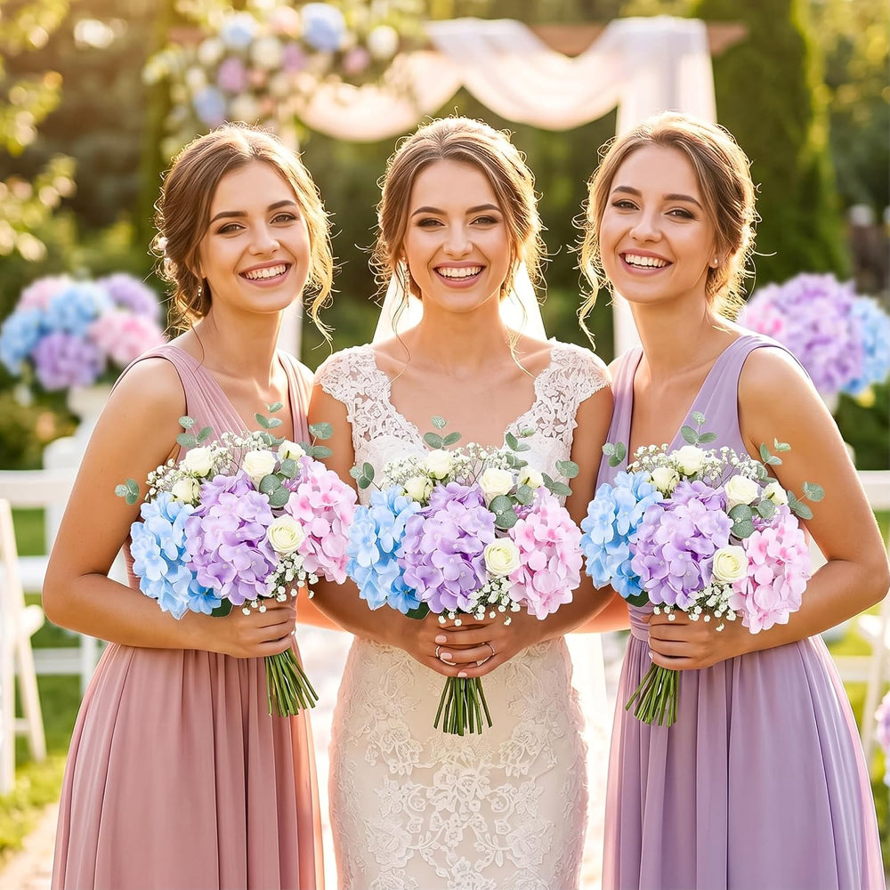 Auihiay 64Pcs Hydrangea Artificial Flowers Bulk, Faux Hydrangea Flowers