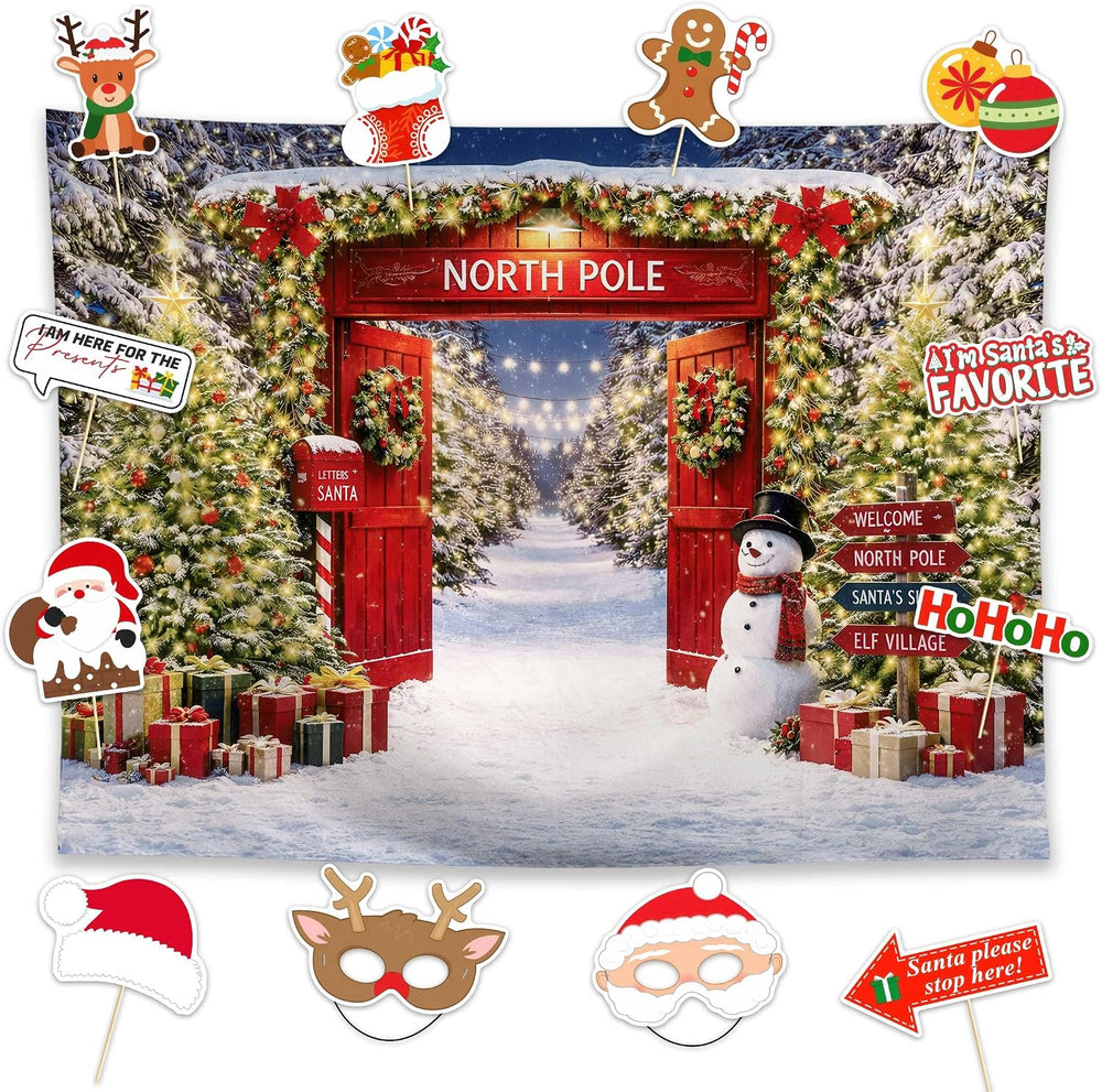 Allenjoy Christmas North Pole Backdrop Set 96" x 72"