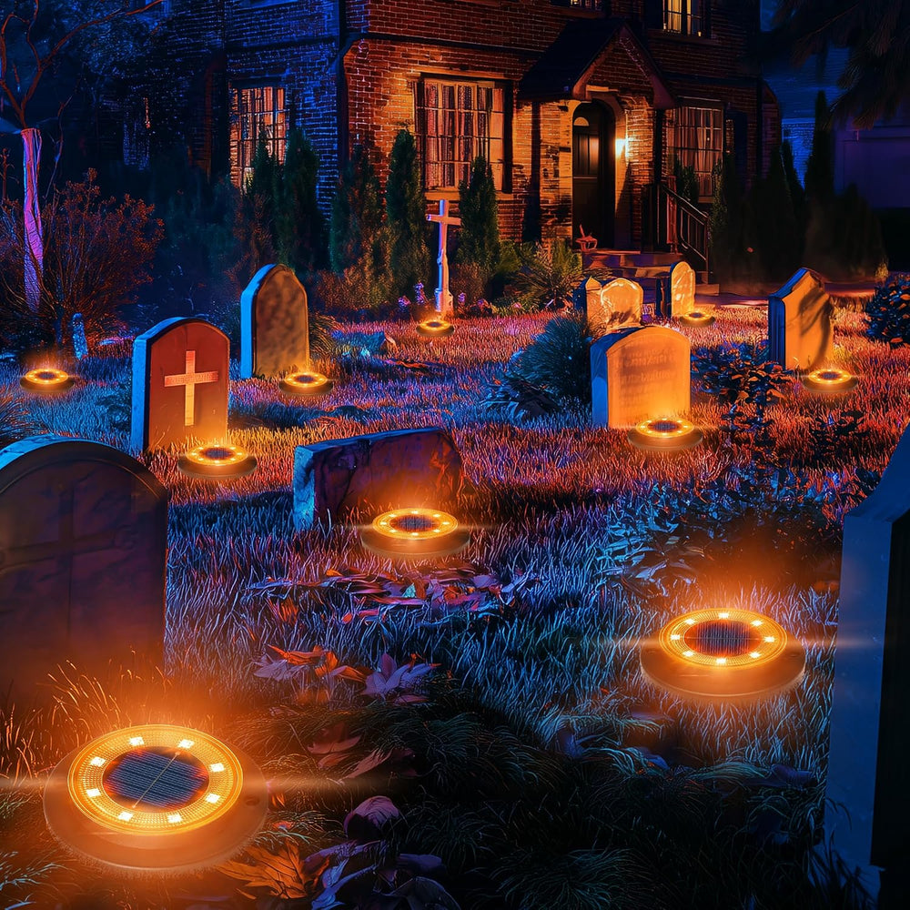 Solar Lights Outdoor Waterproof - Orange 12 Pack 2-in-1 Ground Lights