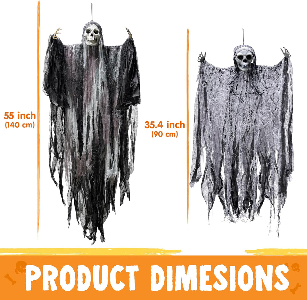 JOYIN 2 Pcs Halloween Hanging Grim Reaper Decorations Outdoor, Halloween Hang...