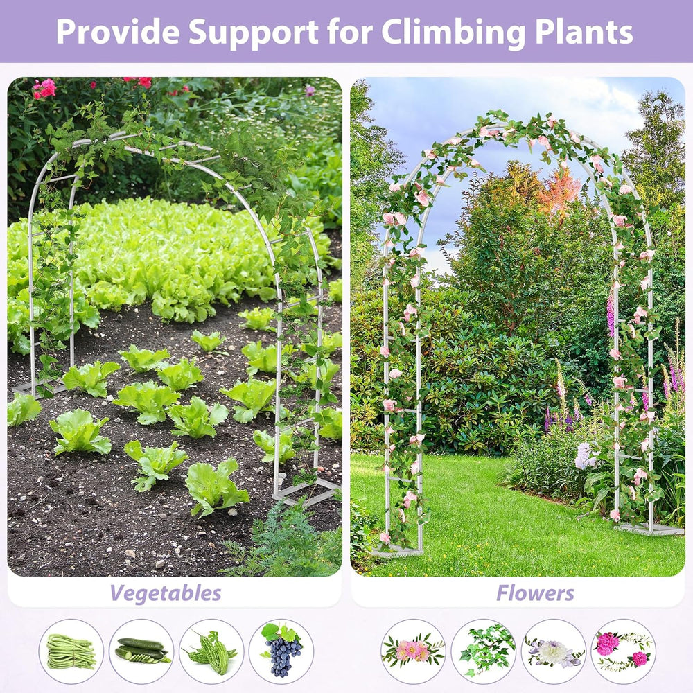 Sunexinlo Garden Arch Trellis with Base, 5.3'W x 7.6'H or 7.9'W x...