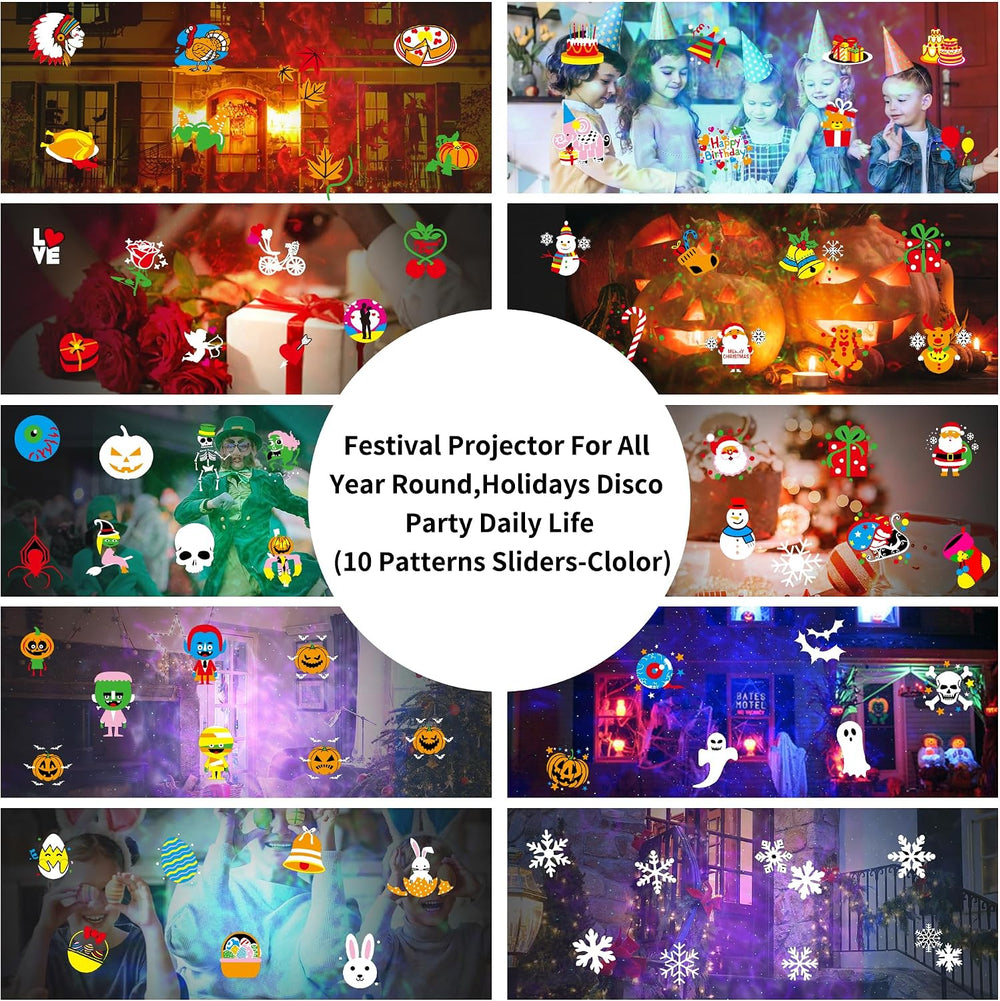 Halloween Christmas Projector Lights Outdoor 10 HD Holiday Slides