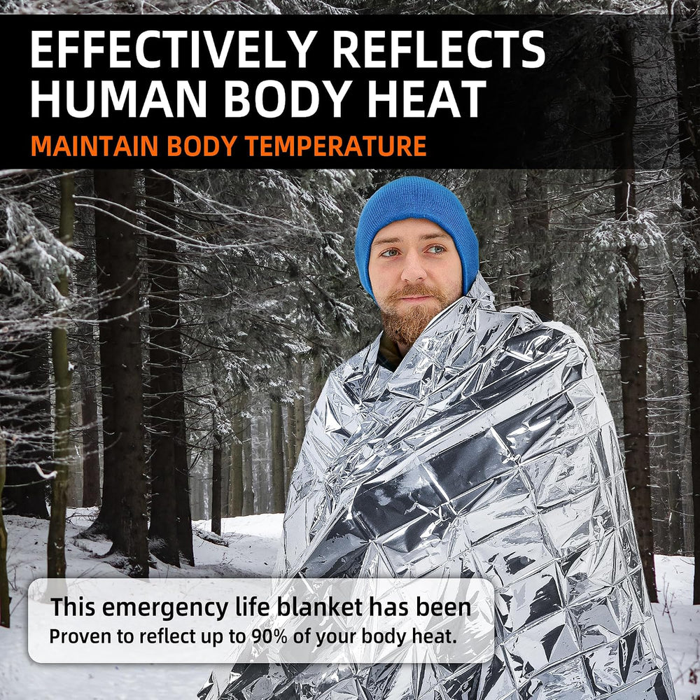 Deecam Emergency Foil Blankets 24 Pack, Mylar Thermal Survival Blanket