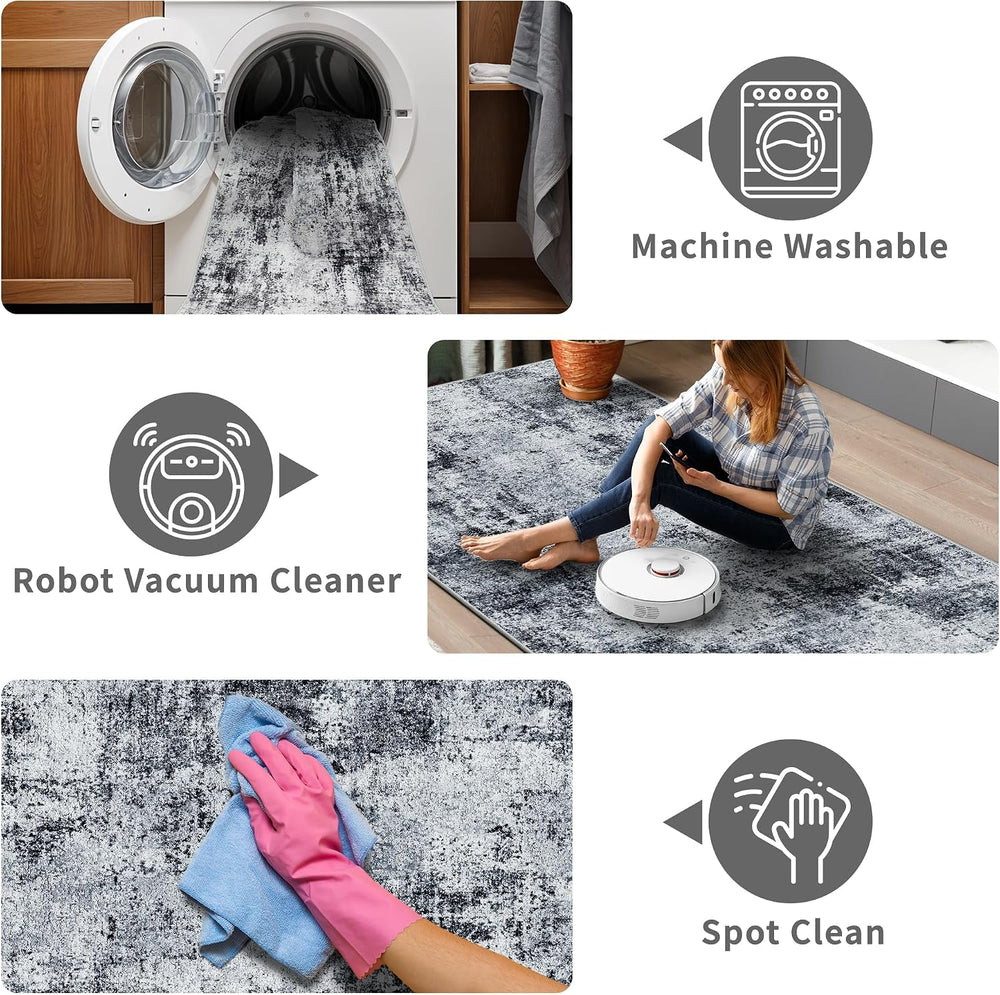 3x10 Washable Runner Rug for Hallway: Non Slip Runners Rugs Easy-to-Clean - S...
