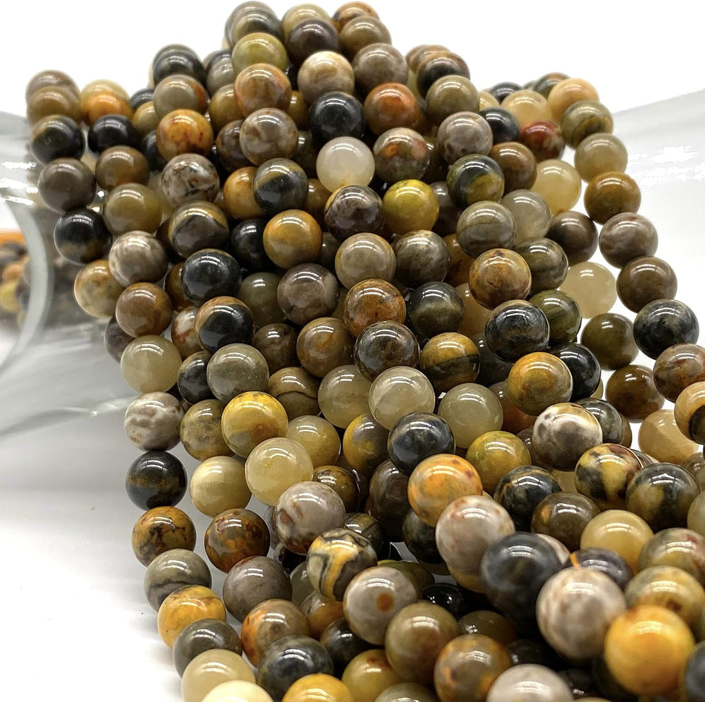 ABCGEMS Bumble Bee Jasper Beads Indonesia Smooth Round 10mm