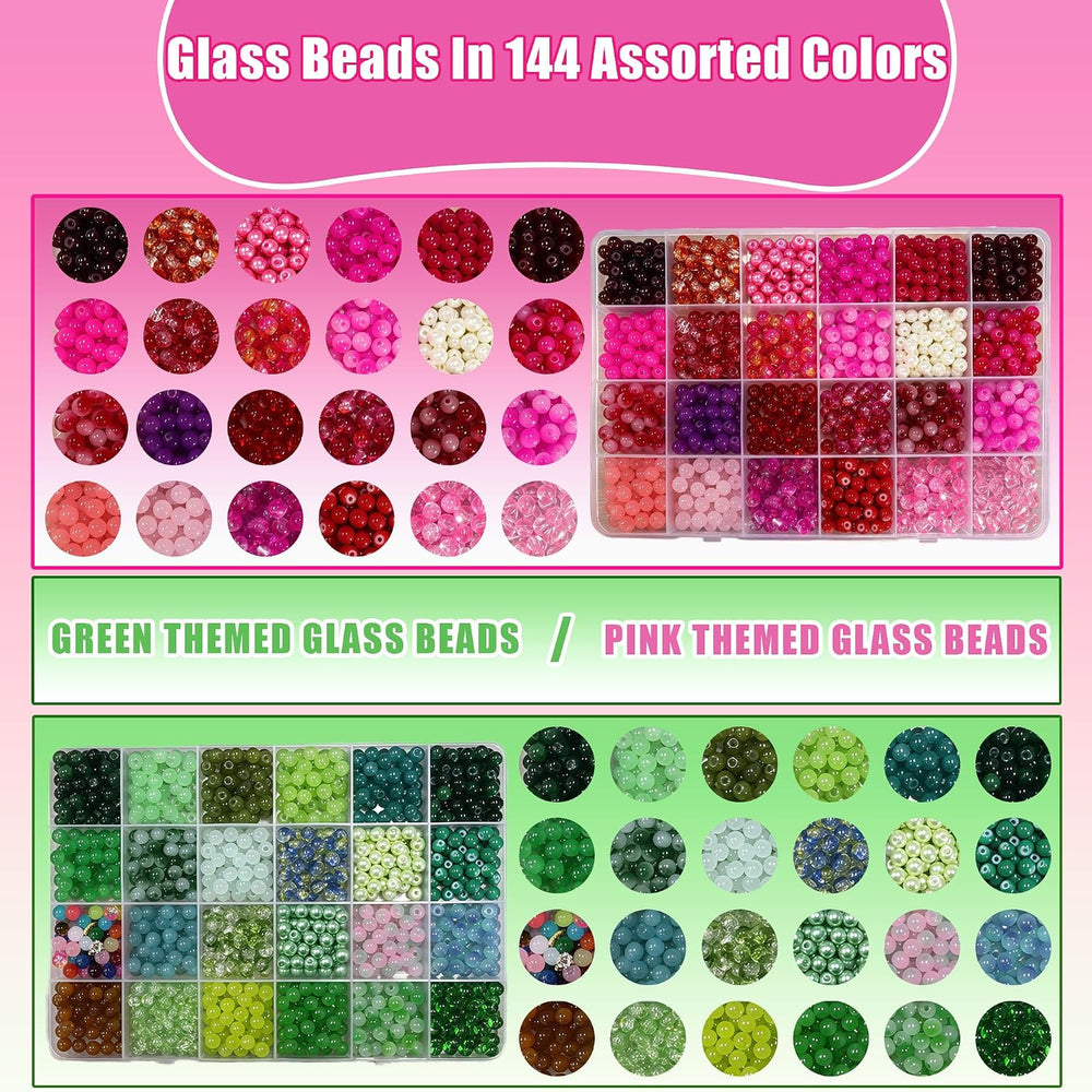JULIMAIDONG 6mm 144Color Glass Beads for Bracelets Jewelry Making Kits
