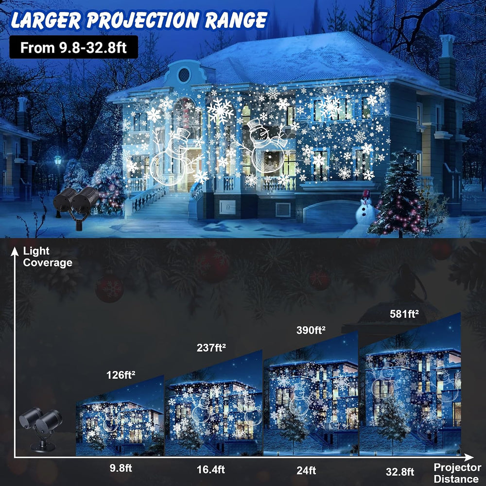 Toodour Snowman & Snowflake Christmas Projector Lights Outdoor, Double He...