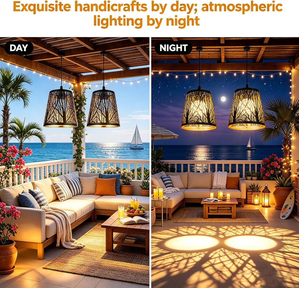 Solar Hanging Chandelier, Outdoor Light with Remote Control