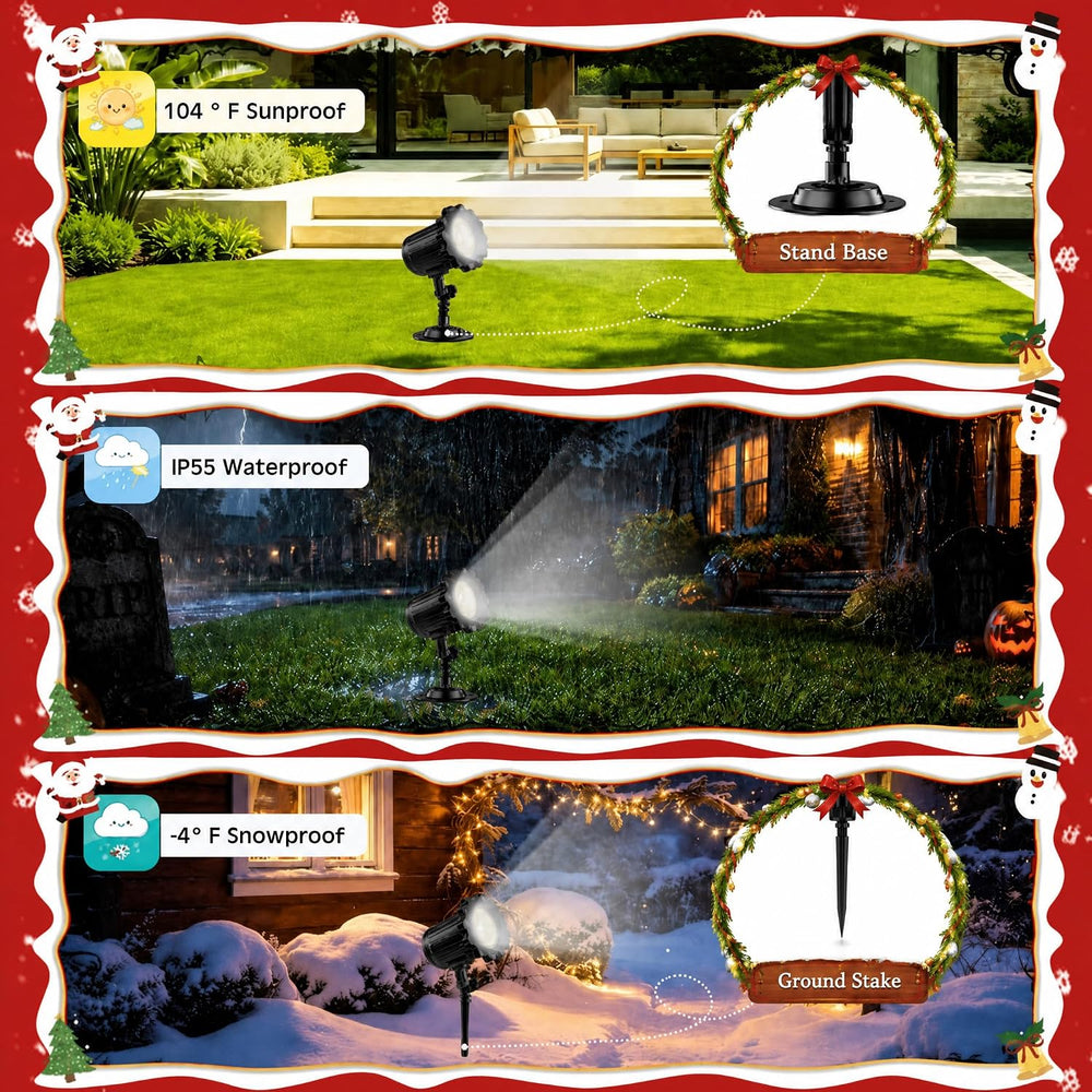 Christmas Projector Light with 3D Santa Claus Patterns for Yard