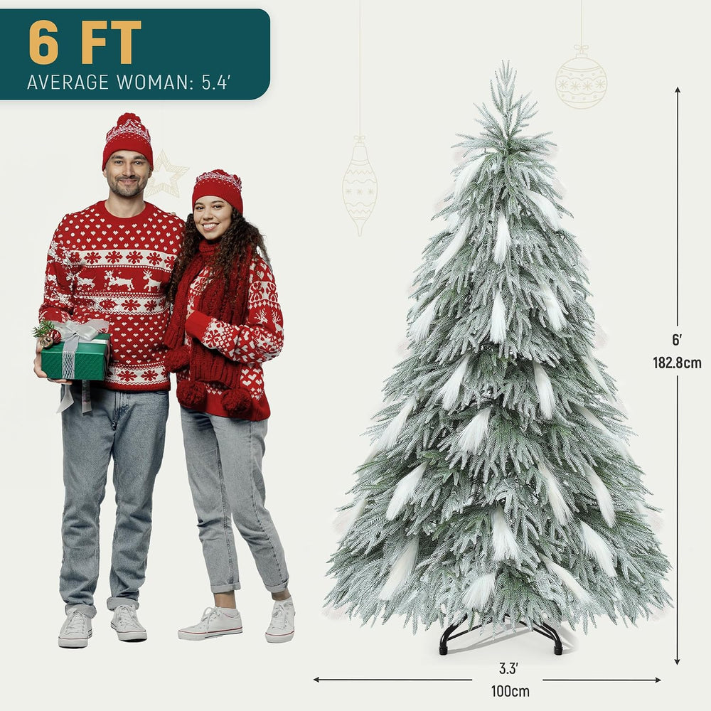 YITAHOME Pre-Lit Flocked Pampas Christmas Tree 6ft