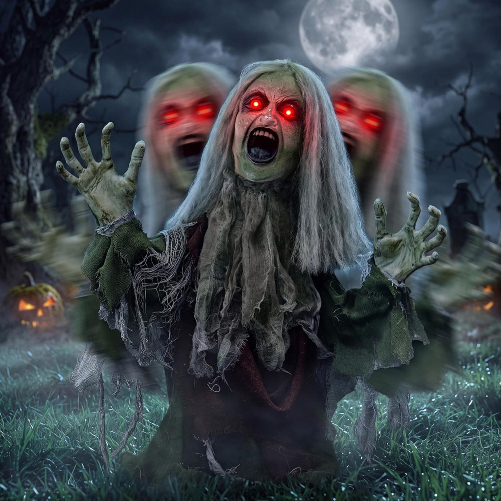 JOYIN Halloween Outdoor Animatronic Zombie Groundbreaker Decor, Half-Body Zom...