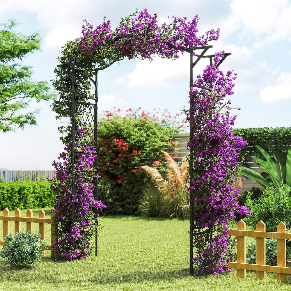 Giantex Garden Arch Trellis, 67''W x 83''H Metal Arbor with C...
