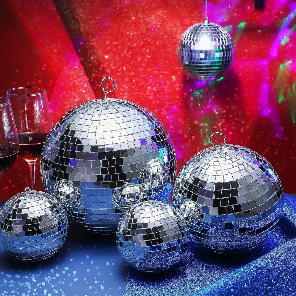 Haull 8 PCS Large Disco Ball Set, 8'', 6'', 4''