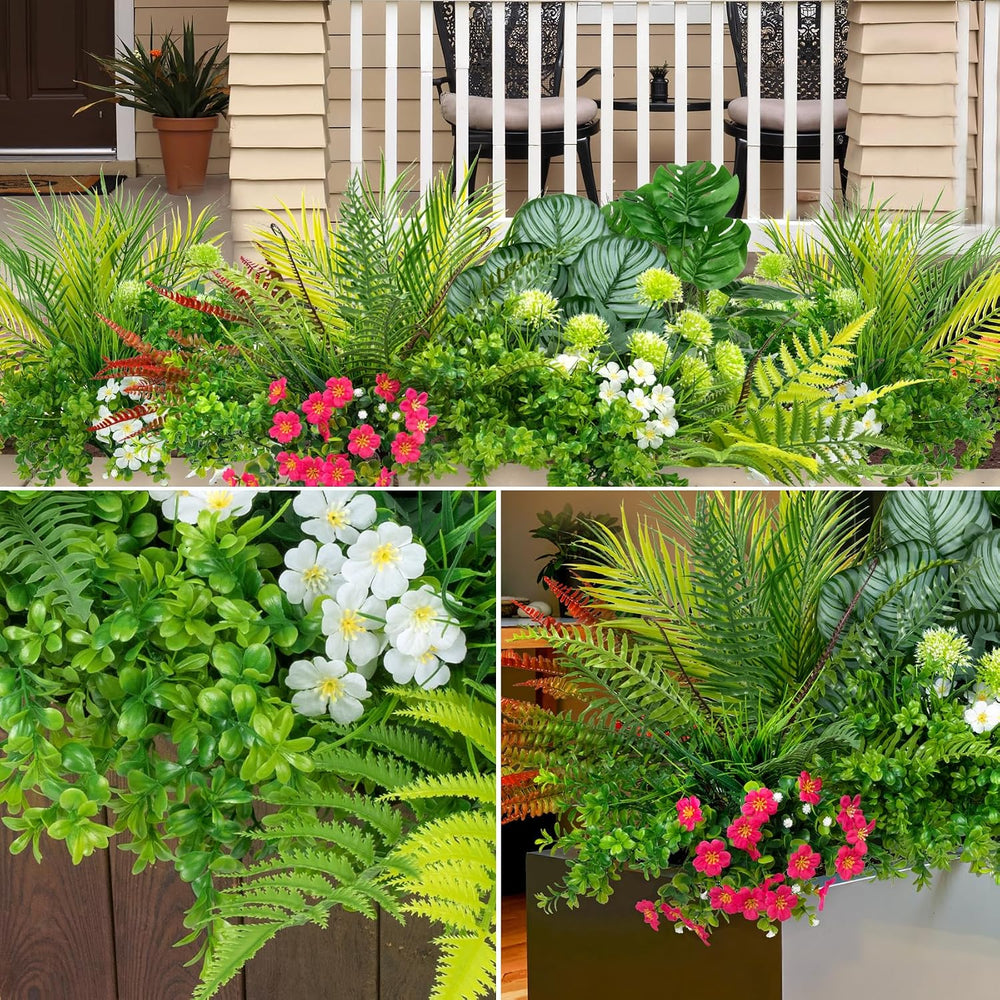 20 Pcs Artificial Plants Outdoor Fake Greenery Stems Plants