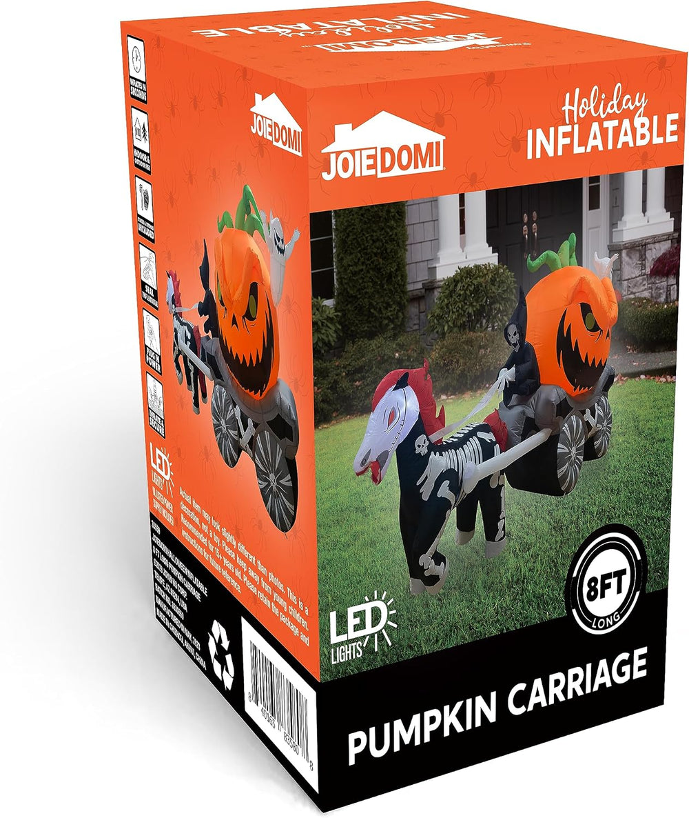 Joiedomi 8 Ft Long Halloween Inflatables Pumpkin Carriage Outdoor Decorations...