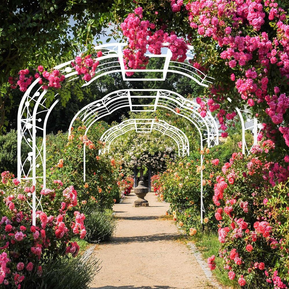 Metal Garden Arch 98.4" H Garden Arbor Trellis for Outdoor Climbing Plan...