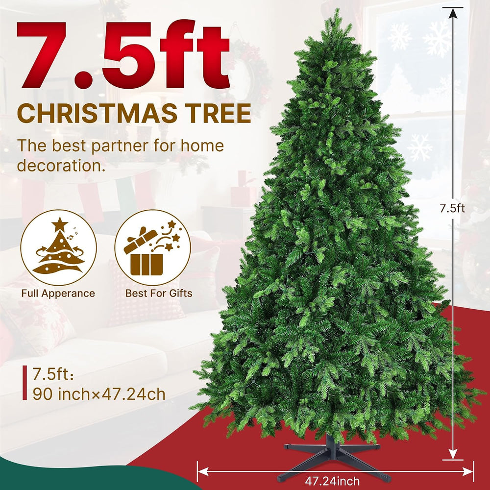 7.5FT Rotating Pre-Lit Artificial Full Christmas Tree with Remote