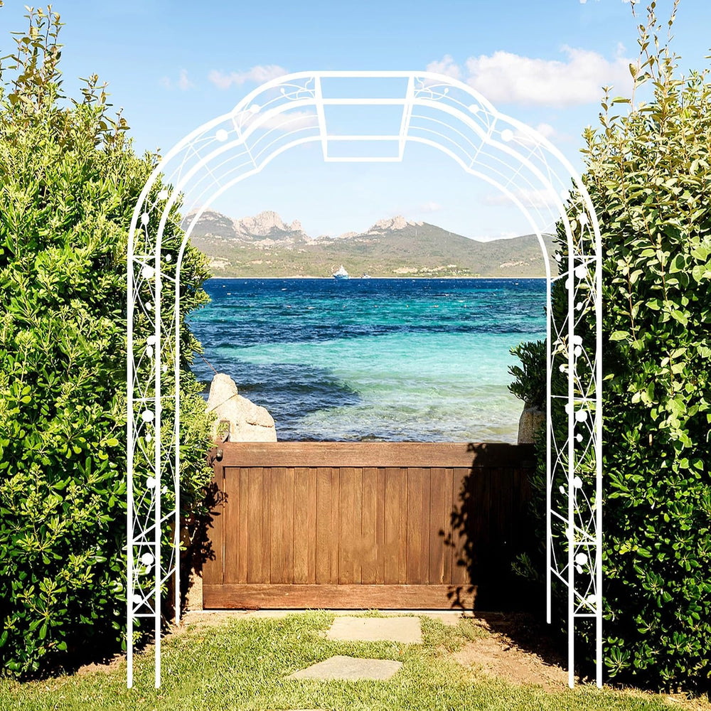 Metal Garden Arch 98.4" H Garden Arbor Trellis for Outdoor Climbing Plan...