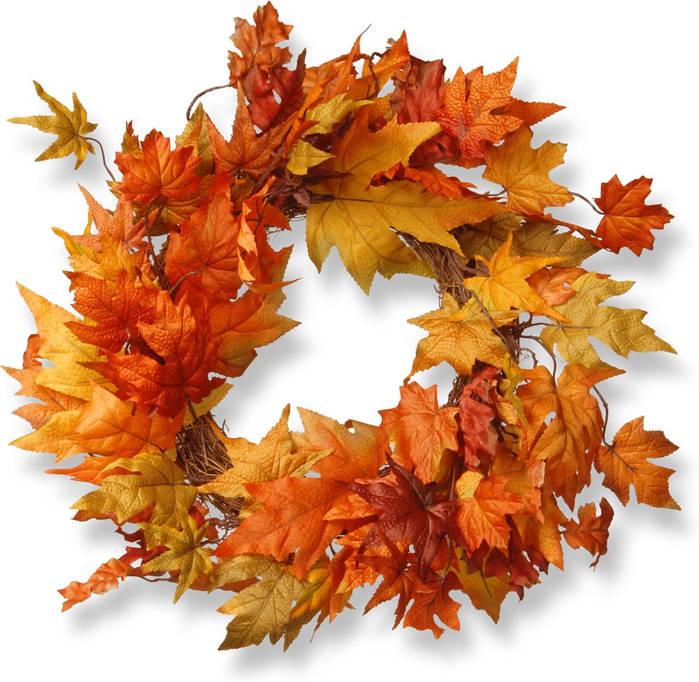 National Tree Company Artificial Autumn Wreath, Decorated with Maple Leaves, ...