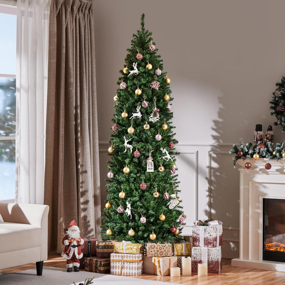 Yaheetech 7.5ft Pre-lit Pencil Artificial Christmas Tree, Green