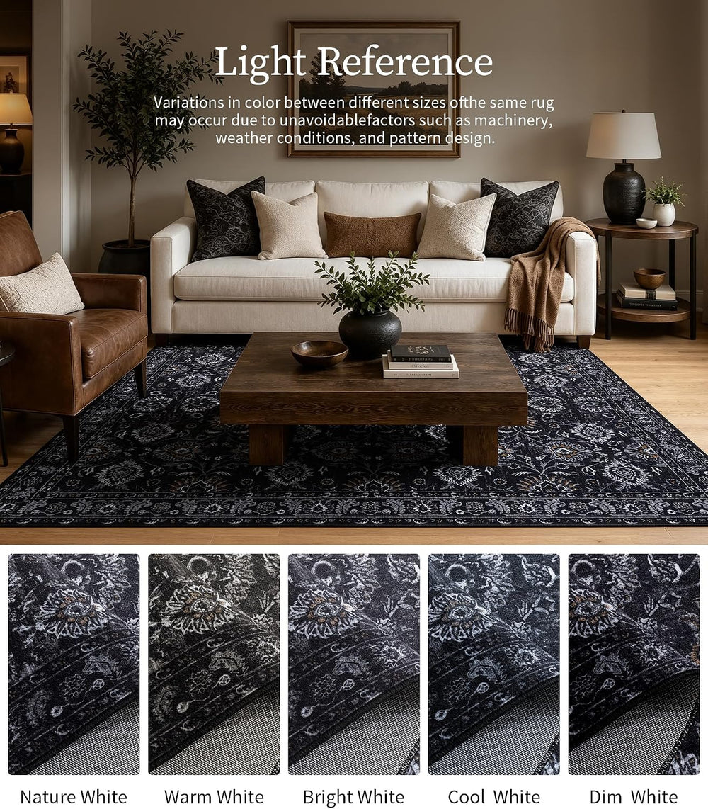 Black 2.5x10 Rug Runners for Hallways Non Slip Washable Soft