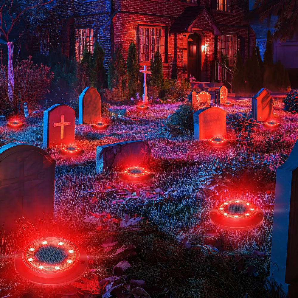 Solar Lights Outdoor Waterproof - Red 12 Pack 2-in-1 Ground Lights