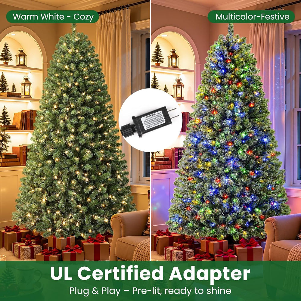 8FT Artificial Prelit Classic Christmas Tree with Remote Control,Timer