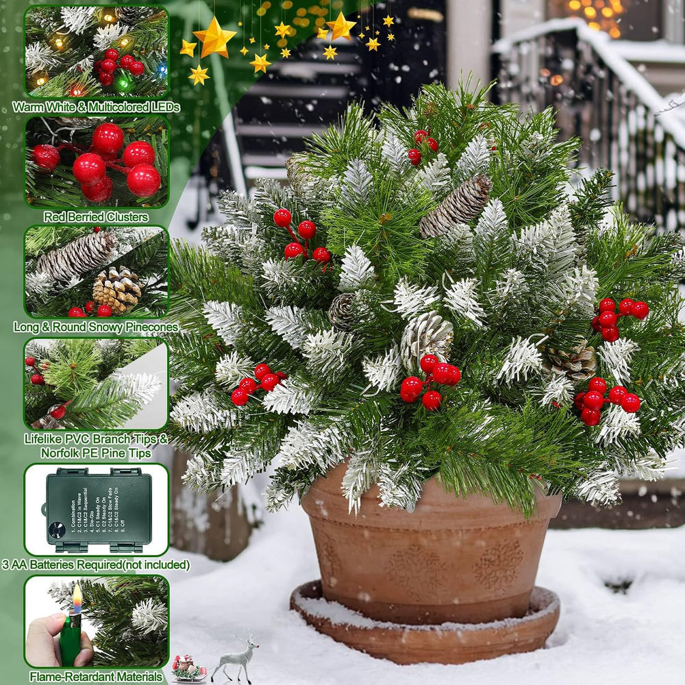 2Pack Artificial Outdoor Christmas Tree Urn Filler Yard Porch Decorations