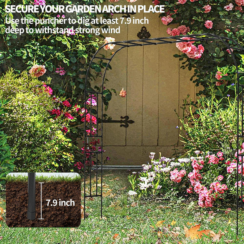 Garden Arch Trellis, 7.9FT Metal Arbor Archway for Climbing Plants Outdoor