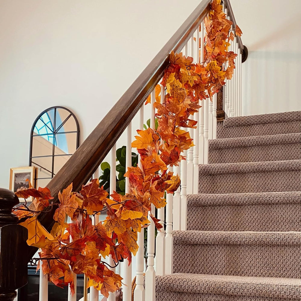 12 Pack Fall Leaf Garland, 5.9Ft Artificial Maple Leaf Garland Fall Leaves Au...