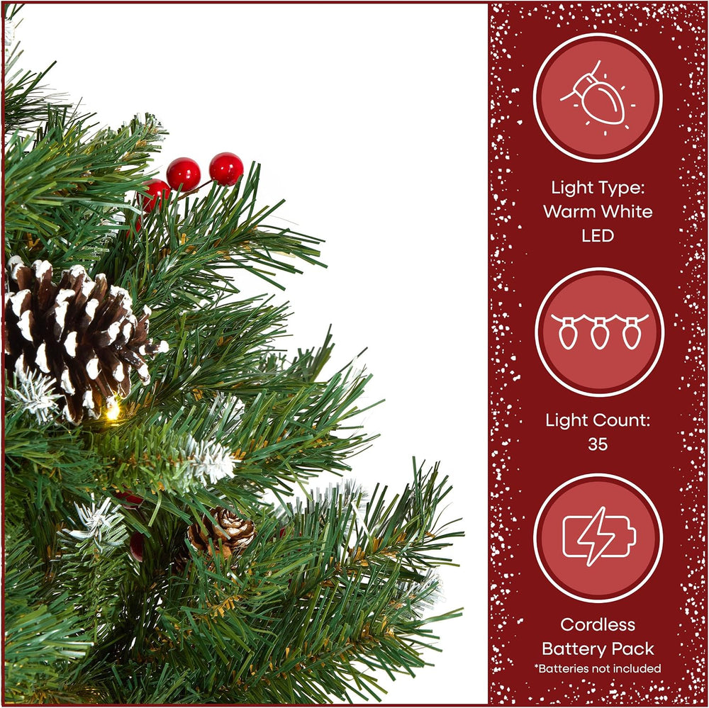 National Tree Company 18in Pre-Lit Frosted Berry Christmas Urn Filler
