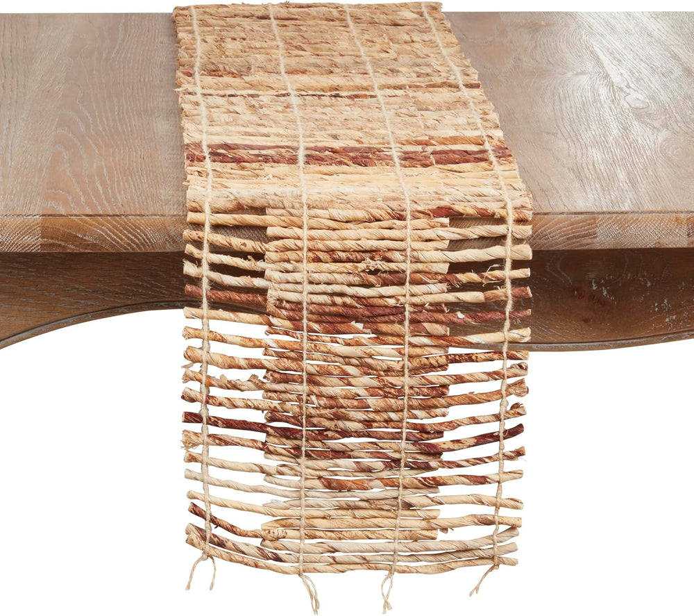 SARO LIFESTYLE Handwoven Abaca & Jute Table Runner – Natural Textured Dec...