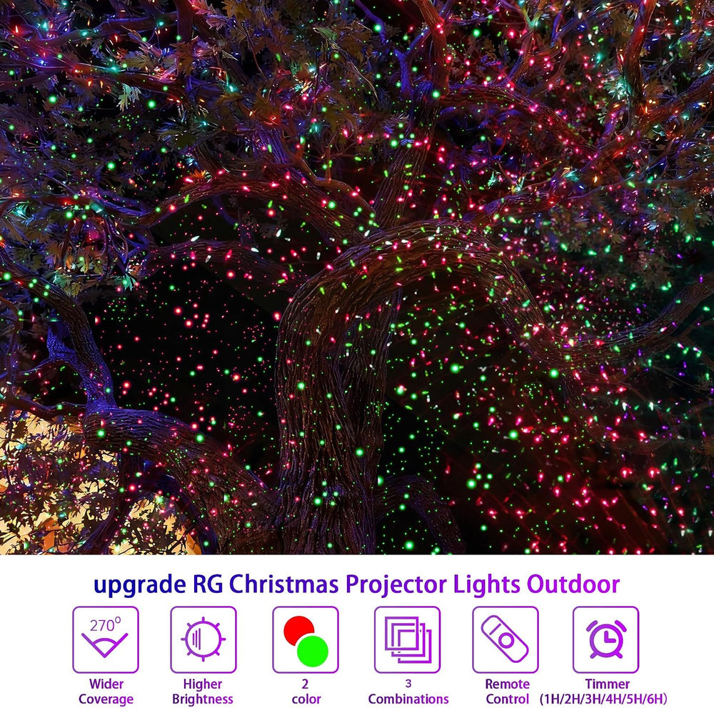 Christmas Projector Lights Outdoor, Red & Green Stars Decorations
