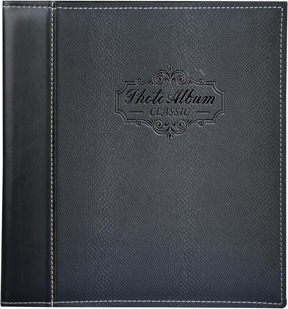 Black Large Self-Adhesive Photo Album, PU Leather Cover