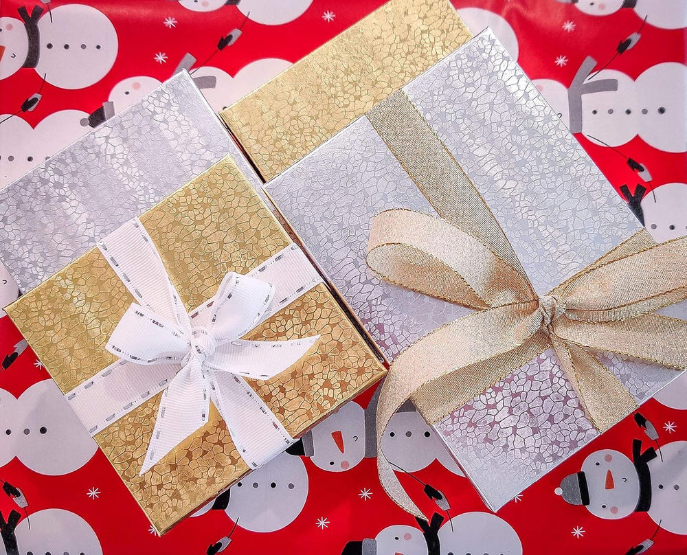 TheDisplayGuys 100 Cardboard Jewelry Gift Boxes with Inserts - Silver Foil