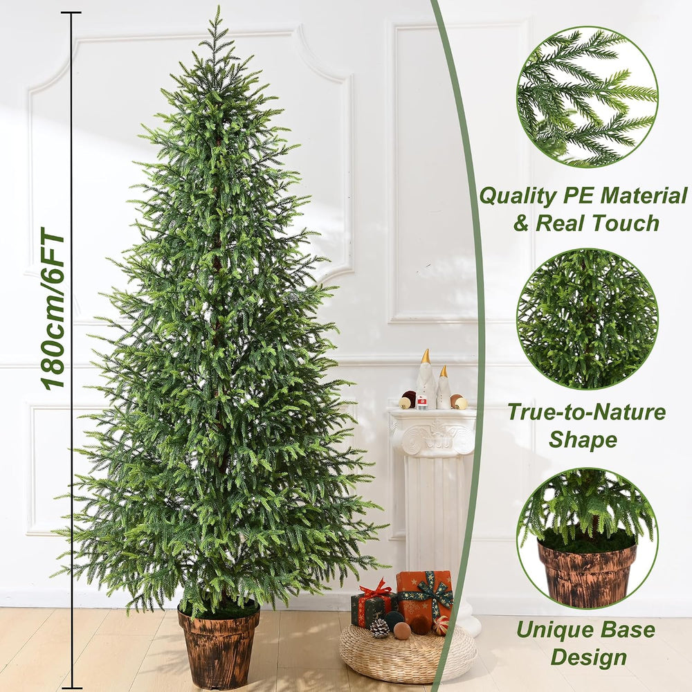 BLEUM CADE 6FT Christmas Tree with Pot, Norfolk Pine Christmas Tree Decor
