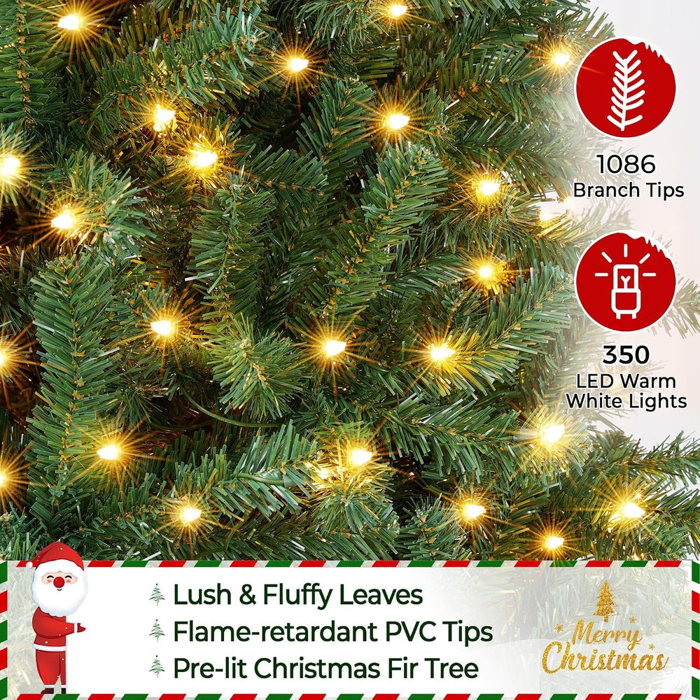 Yaheetech 7.5ft Pre-lit Pencil Artificial Christmas Tree, Green