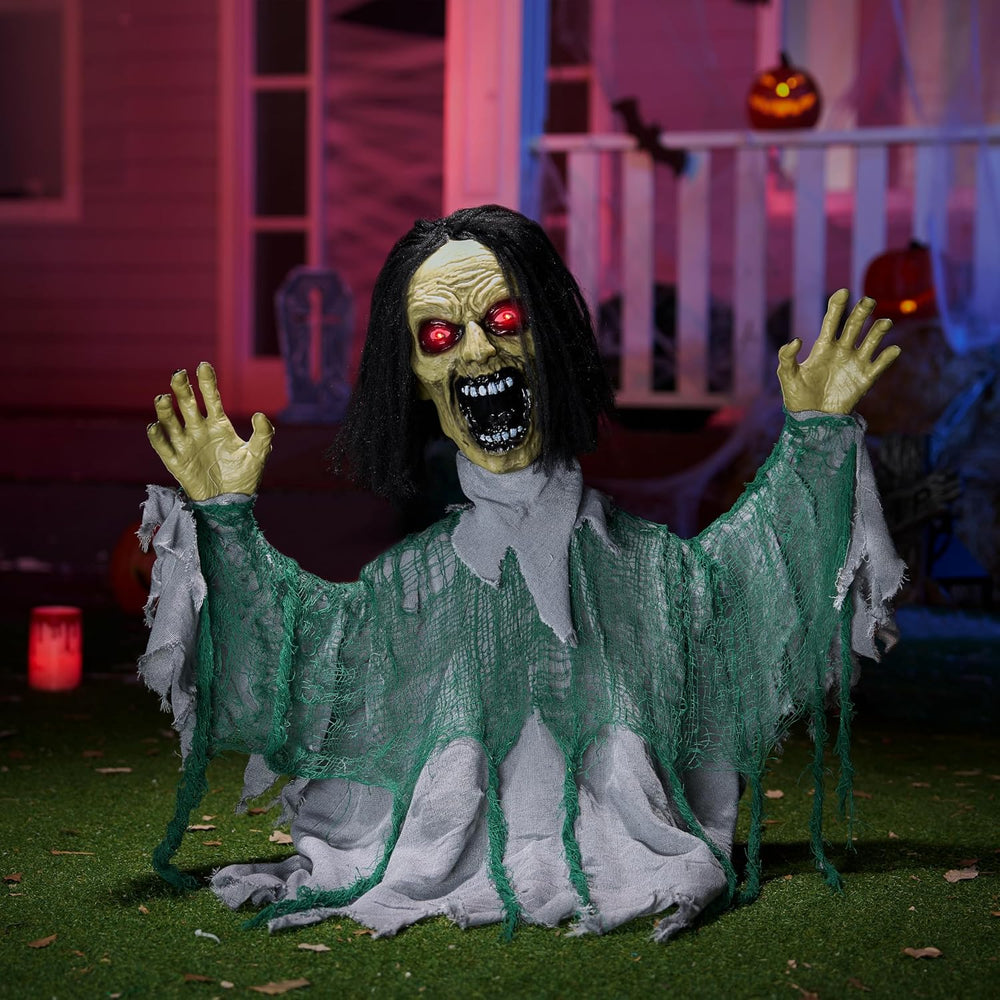 JOYIN Halloween Outdoor Animatronic Groundbreaker Decorations, Half-Body Zomb...
