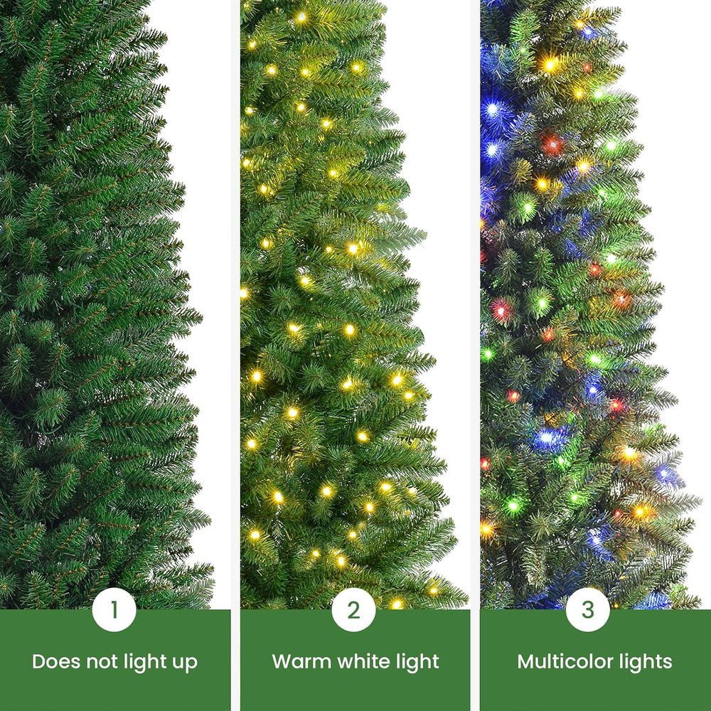 SHareconn 6.5ft Prelit Pencil Hinged Christmas Tree with Multi-Color Lights