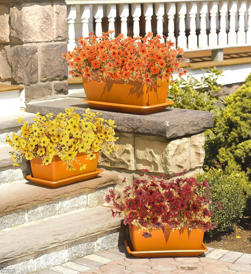 Artificial Fall Flowers Outdoors UV Resistant Fake Mums Bulk Outside Faux Mum...