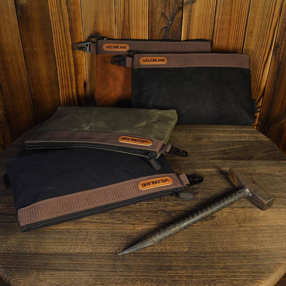 WELKINLAND Heavy-Duty Canvas Tool Pouch, 4PCS 12-Inch Zippered Tool Pouch