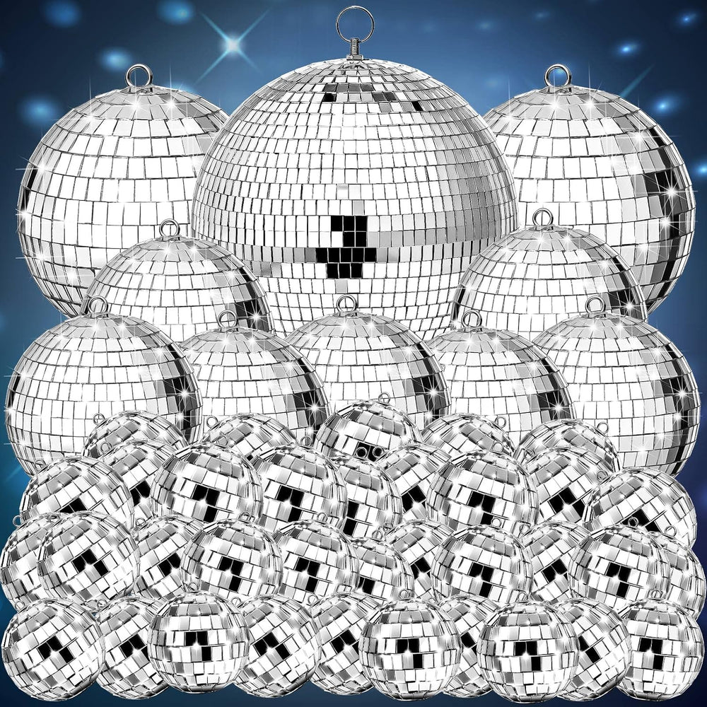 Funtery 100 Pcs Disco Balls Bulk Silver,0.8'',1.6'',2.4'&...