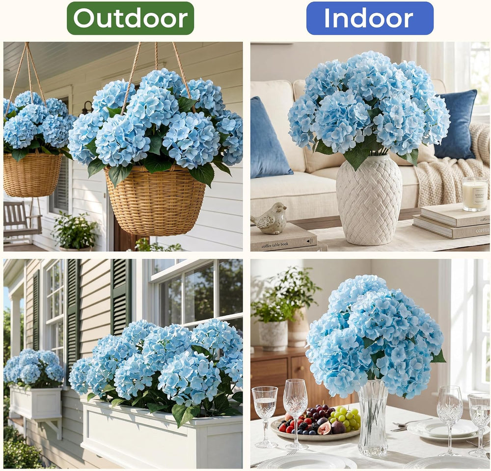 Auihiay 12 Bundles Hydrangea Artificial Flowers for Outdoors and Indoor