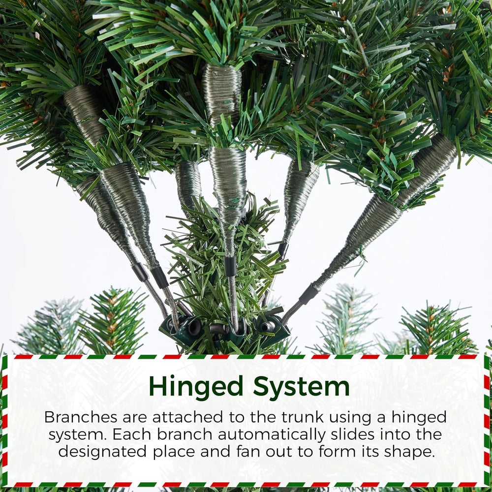Yaheetech 6ft Pre-lit Christmas Tree, Snow Flocked Artificial Christmas Tree ...